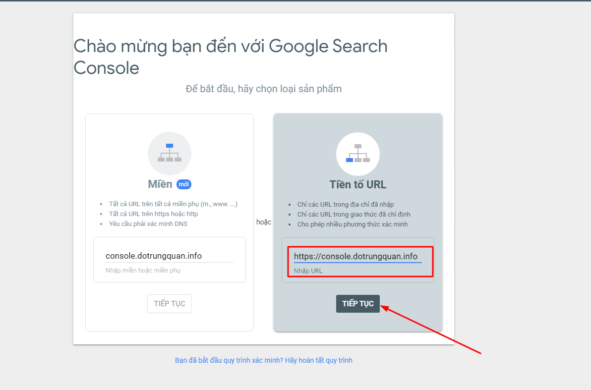 Hướng dẫn khai báo website với Google Console 3 Khai báo website với Google Search Console