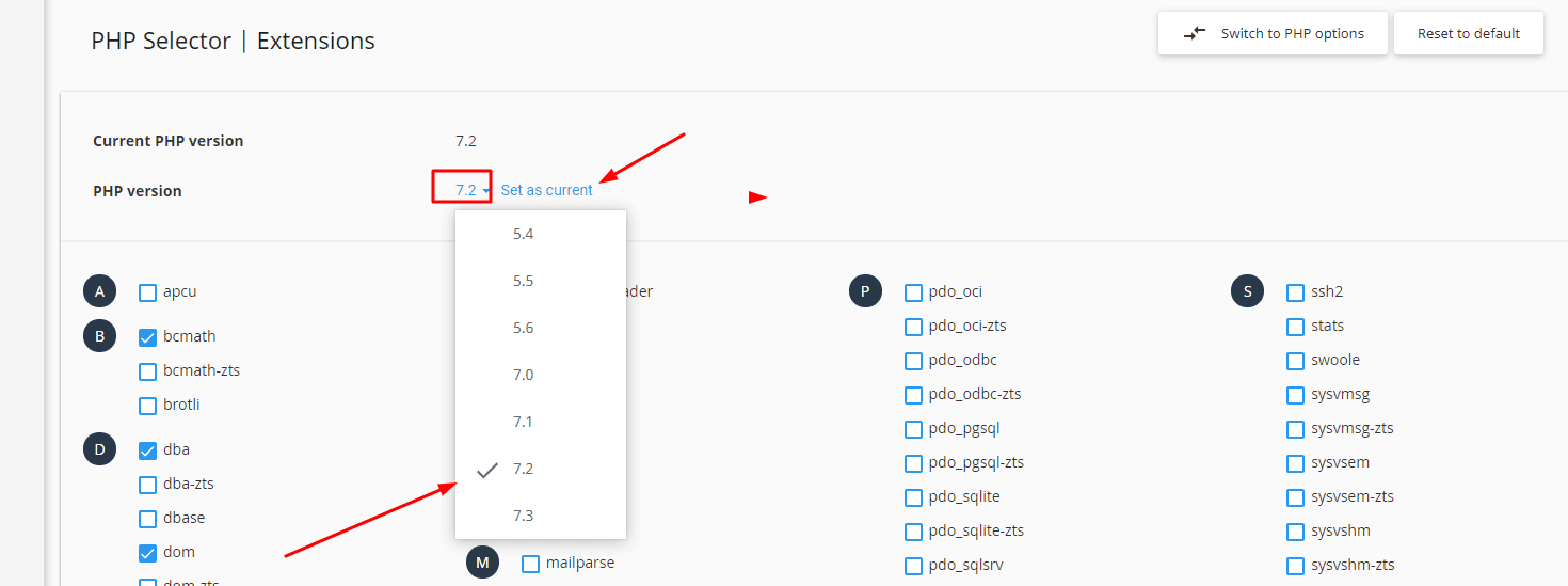 Hướng dẫn thay đổi phiên bản và thông số PHP Selector trong cPanel 2 php select dotrungquan