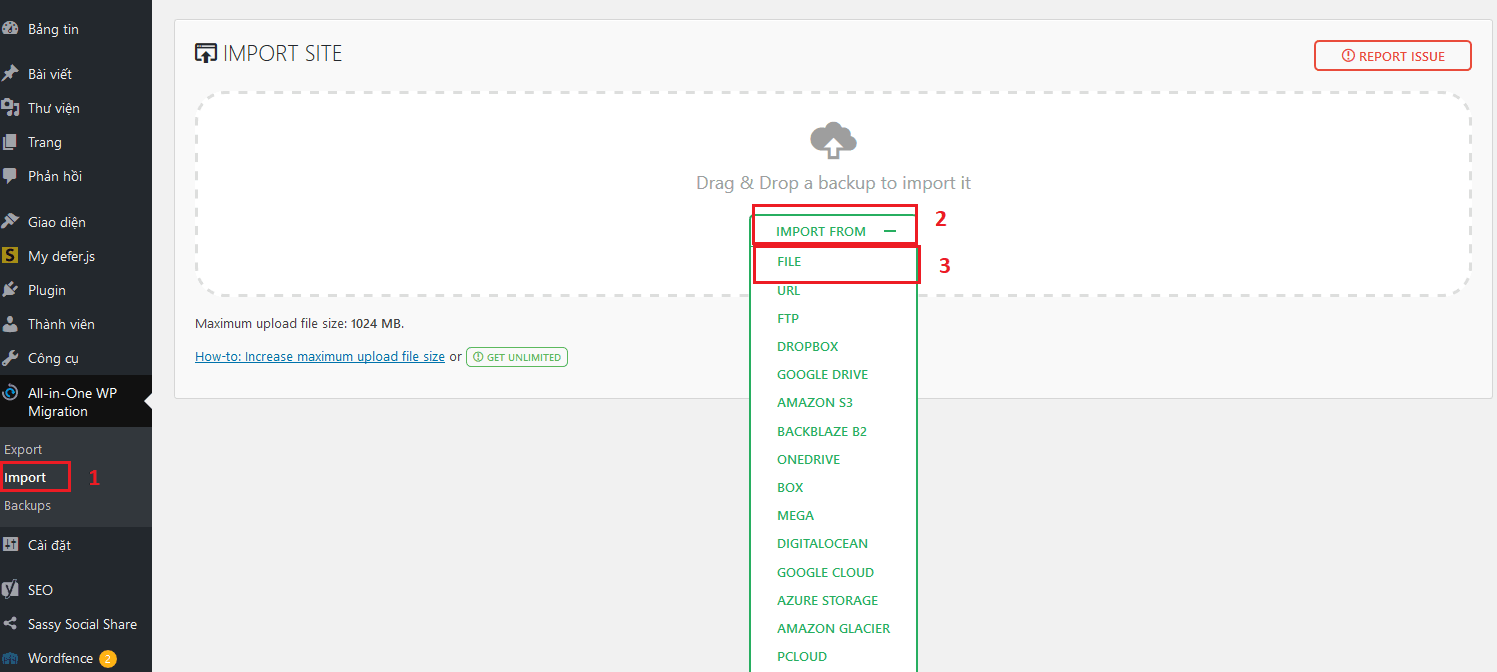 Hướng dẫn Clone Website WordPress bằng Plugin All in one Migration 16 plugin backup 5