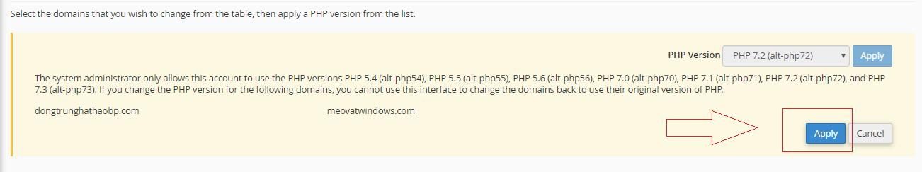 Hướng dẫn cấu hình sử dụng nhiều phiên bản PHP trên cùng Hosting Cpanel 5 Multiphp 3