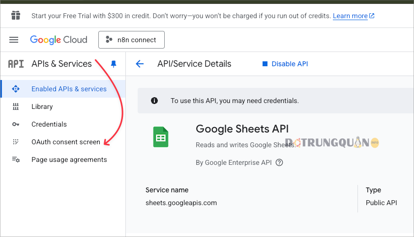 Hướng dẫn kết nối n8n với Google Cloud Console 8 kết nối n8n với Google Cloud Console