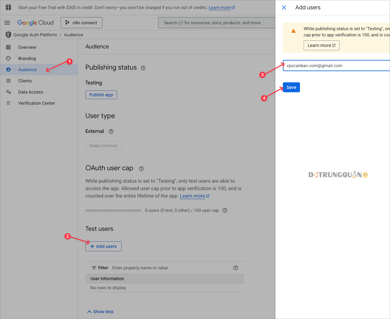 Hướng dẫn kết nối n8n với Google Cloud Console 20 kết nối n8n với Google Cloud Console