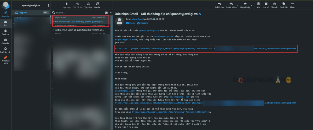 Hướng dẫn sử dụng Mail Hosting AZDIGI từ A–Z (Cấu hình DNS, Webmail, Outlook, Gmail) 22 CleanShot 2026 04 11 at 08.23.55