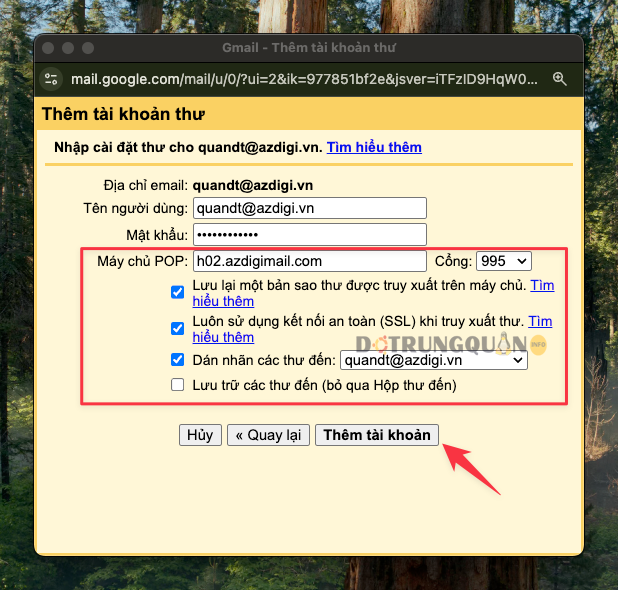 Hướng dẫn sử dụng Mail Hosting AZDIGI từ A–Z (Cấu hình DNS, Webmail, Outlook, Gmail) 29 CleanShot 2026 04 11 at 08.47.10